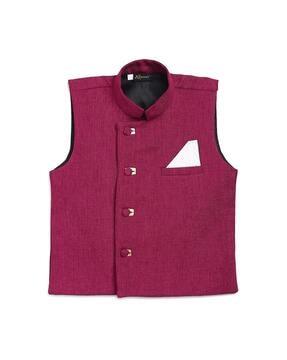 textured sleeveless waistcoat