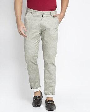 textured slim fit pants