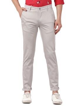 textured slim fit pants