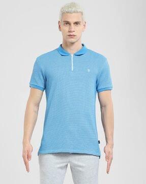 textured slim fit polo t-shirt