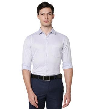 textured slim fit shirt with patch pocket