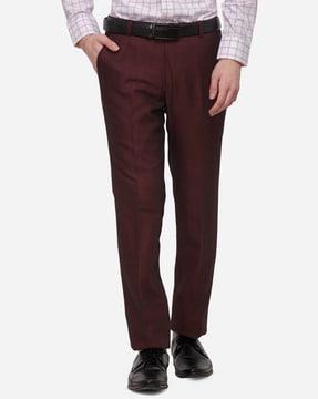 textured slim fit trousers with insert pockets
