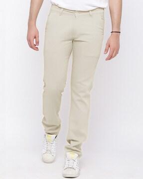 textured slim fit trousers