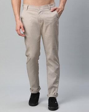 textured slim fit trousers