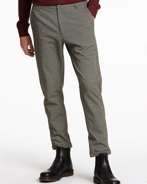 textured slim fit trousers