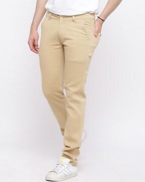 textured slim fit trousers