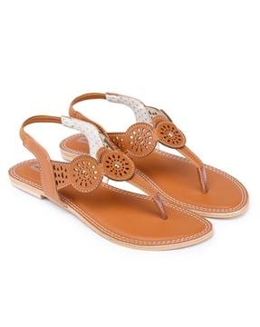 textured sling-back slip-on sandals