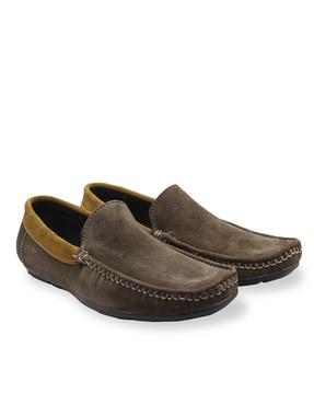 textured slip-on casual shoes