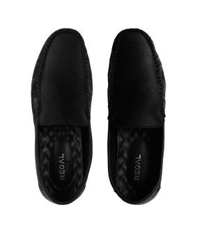 textured slip-on flat loafers 
