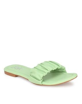 textured slip-on flat sandals