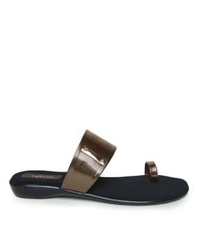 textured slip-on flat sandals