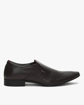 textured slip-on formal shoes