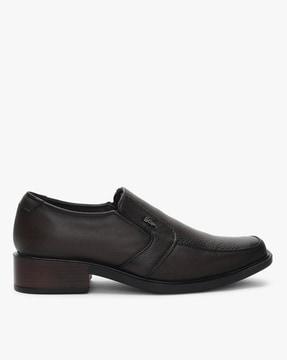 textured slip-on formal shoes