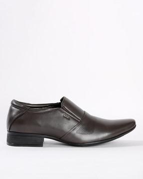 textured slip-on formal shoes