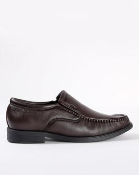 textured slip-on formal shoes