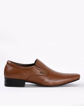 textured slip-on formal shoes