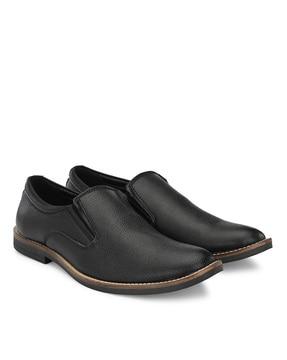 textured slip-on formal shoes