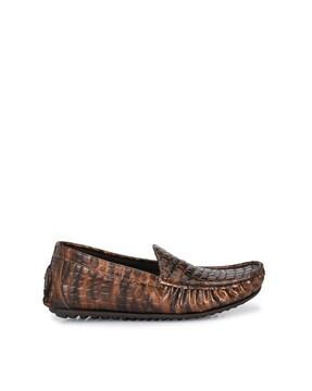 textured slip-on loafers