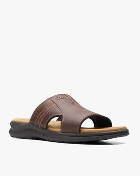 textured slip-on sandals