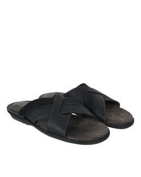 textured slip-on sandals