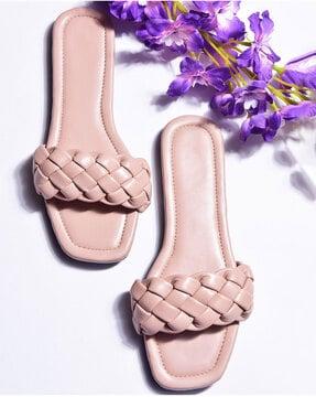 textured slip-on sandals
