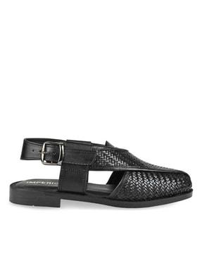 textured slip-on sandals