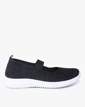 textured slip-on shoes with elasticated strap