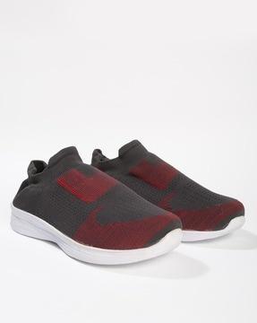 textured slip-on sports shoes