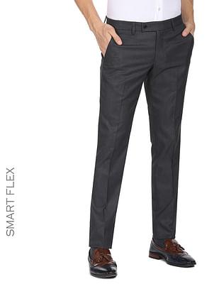 textured smart flex formal trousers