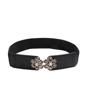 textured stone-studded skinny belt