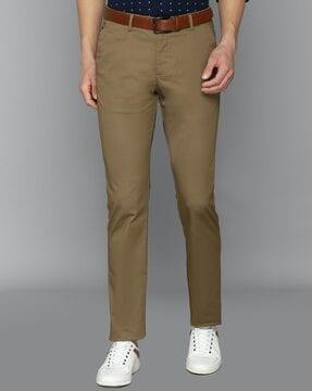 textured straight fit flat-front trousers