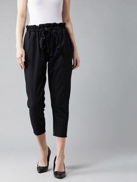textured straight fit pants