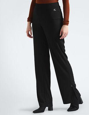 textured straight knit pants