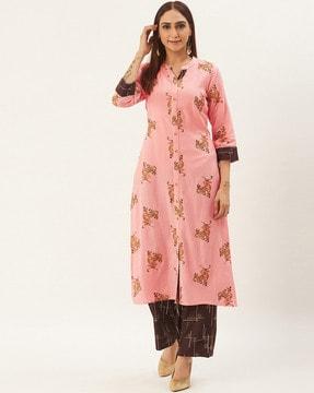 textured straight kurta set