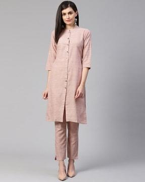 textured straight kurta set