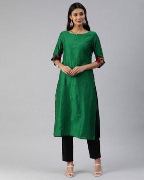 textured straight kurta