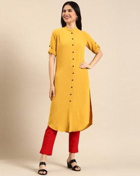 textured straight kurta