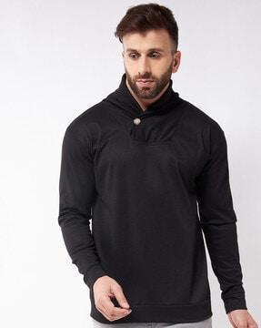 textured sweatshirt with cowl-neck