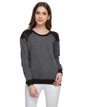 textured sweatshirt with embellished