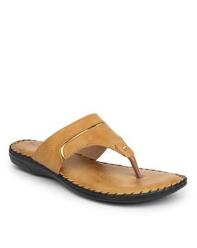 textured t-strap sandals