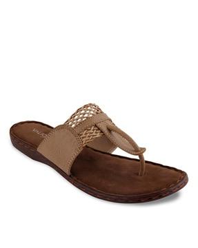 textured t-strap sandals