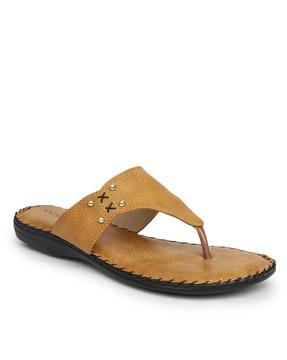 textured t-strap sandals