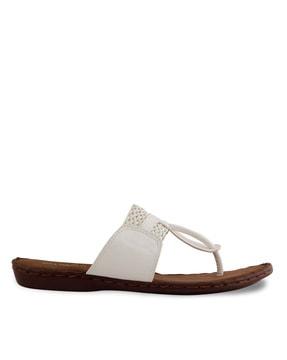 textured t-strap sandals