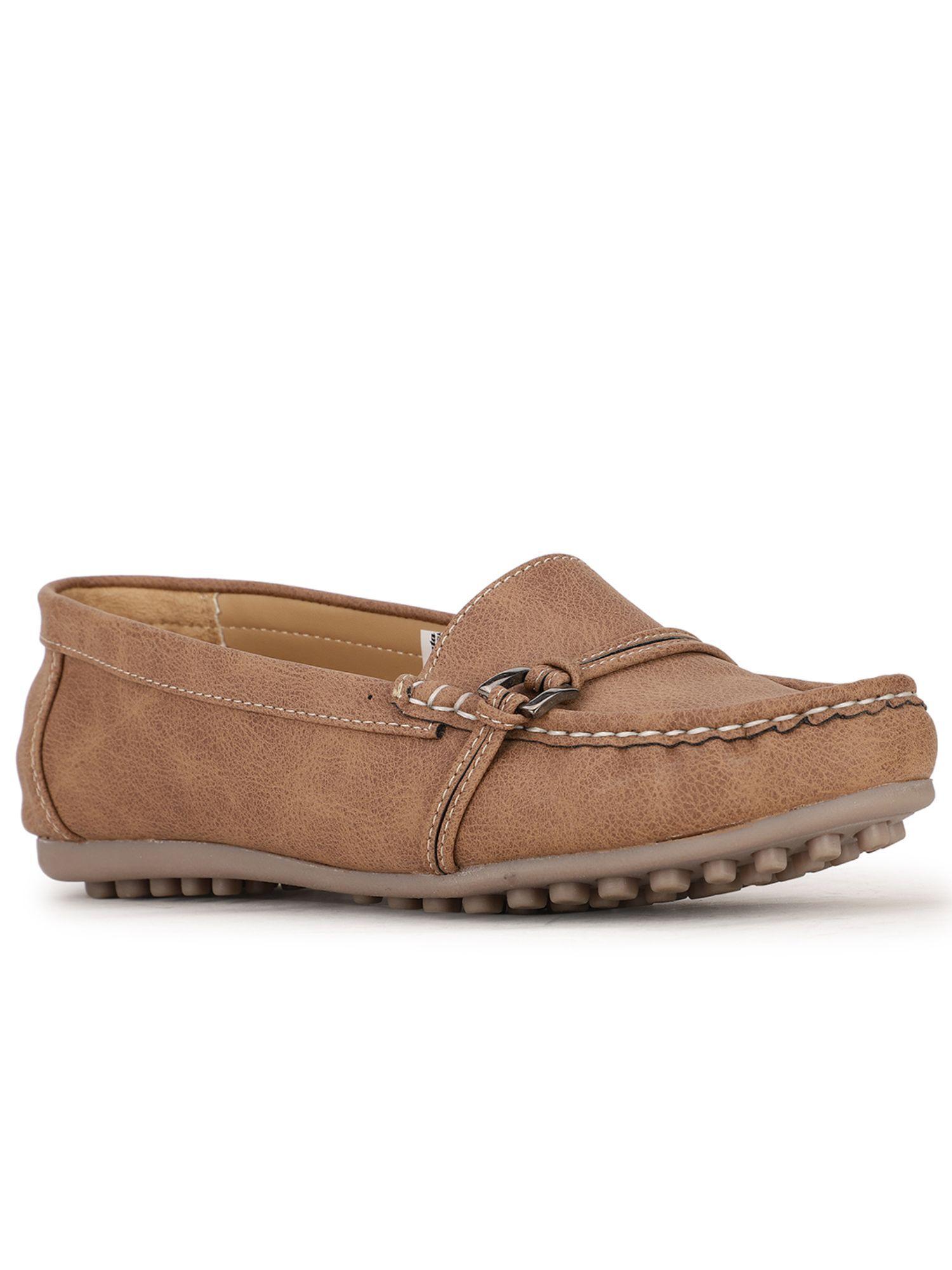 textured tan loafers