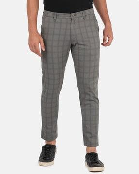 textured tapered fit trousers