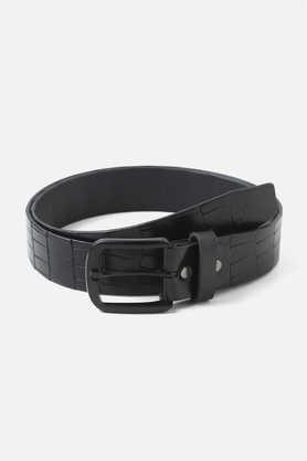 textured textile men's casual single side belt - black