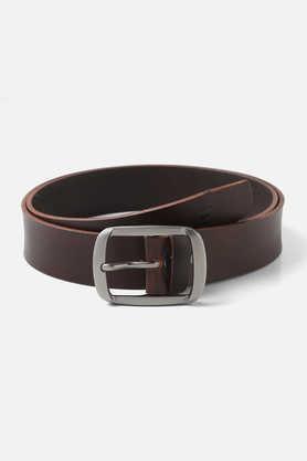 textured textile men's casual single side belt - brown