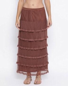 textured tiered skirt with elasticated waistband