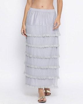 textured tiered skirt with elasticated waistband