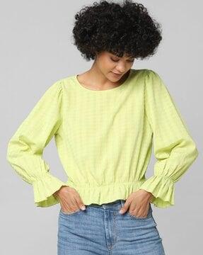 textured top with elastic detail